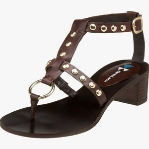 daniblack Milly Leather Brass ring Strappy Sandal